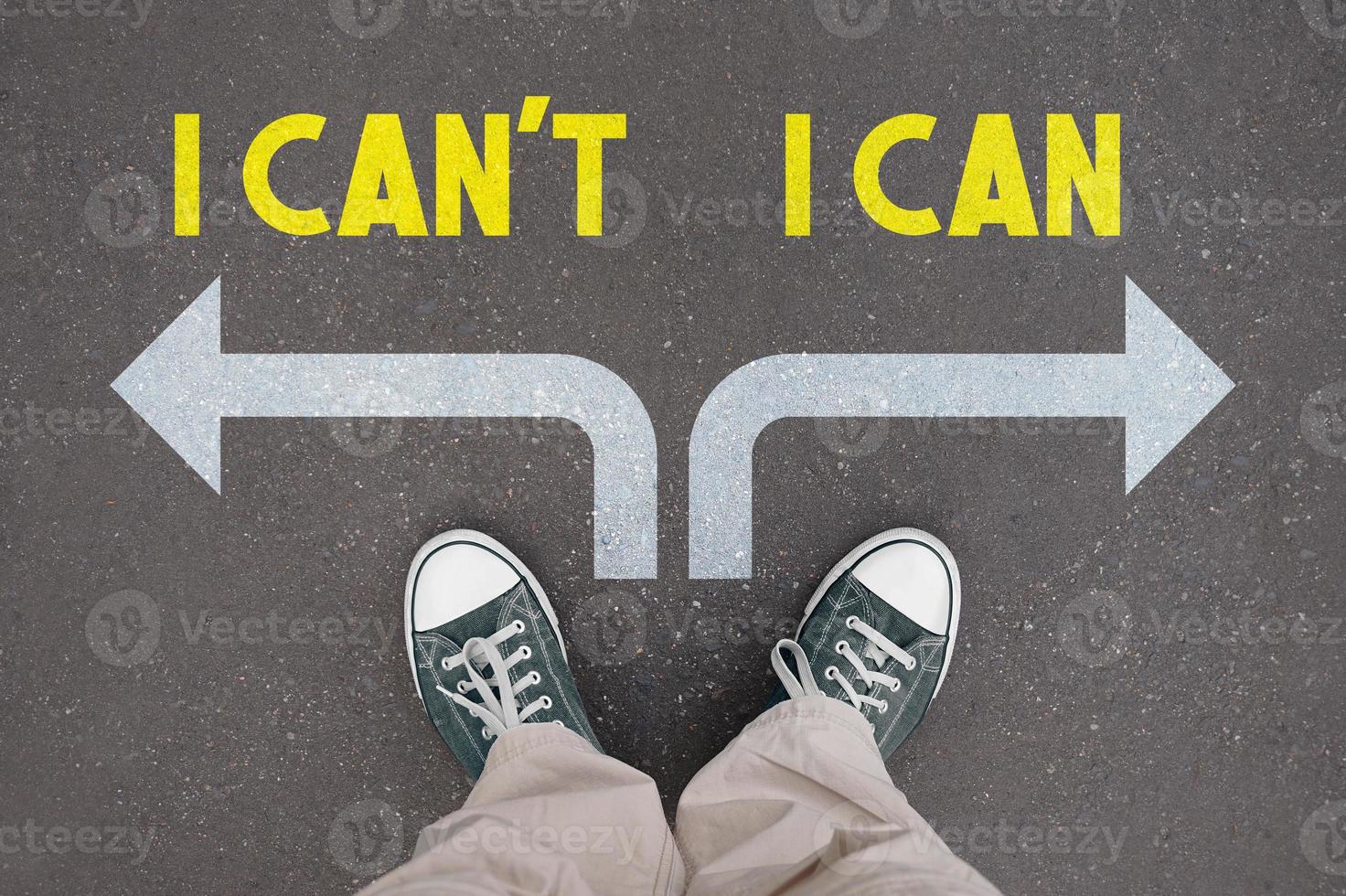 I can, I can not concept - legs with trainer shoes photo