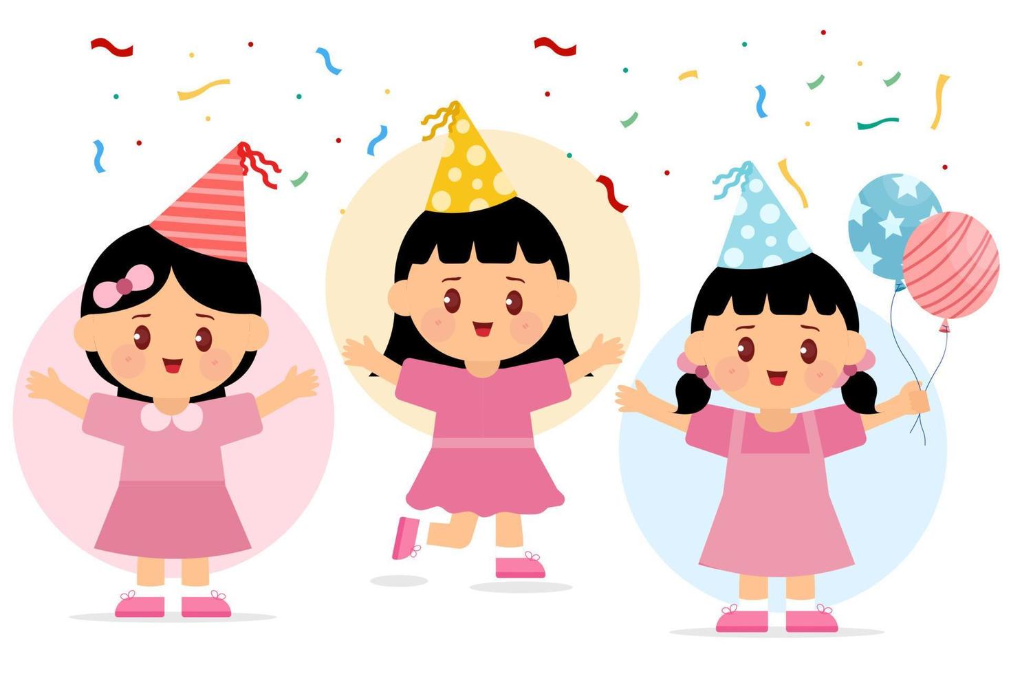 Party cute cartoon character, flat vector illustration