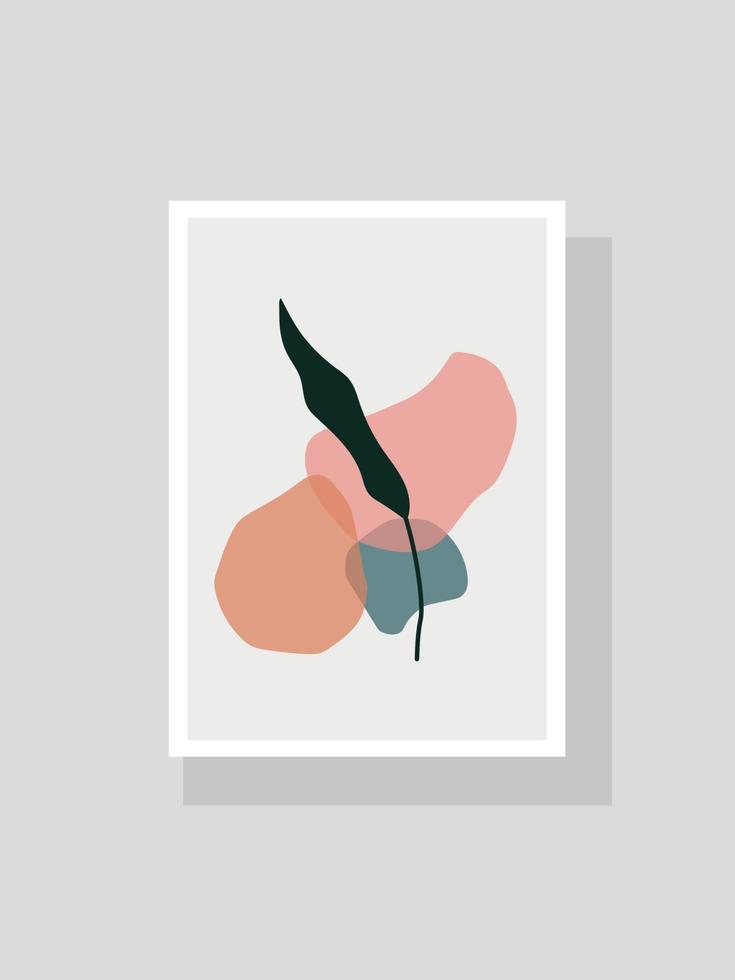 Botanical wall art vector set. Foliage line art drawing with abstract shape. Abstract Plant Art design for print, cover, wallpaper, Minimal and natural wall art. Vector illustration.
