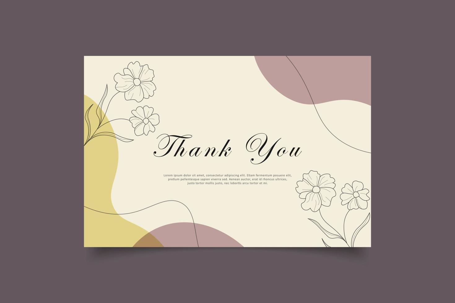 thank you card template design vector