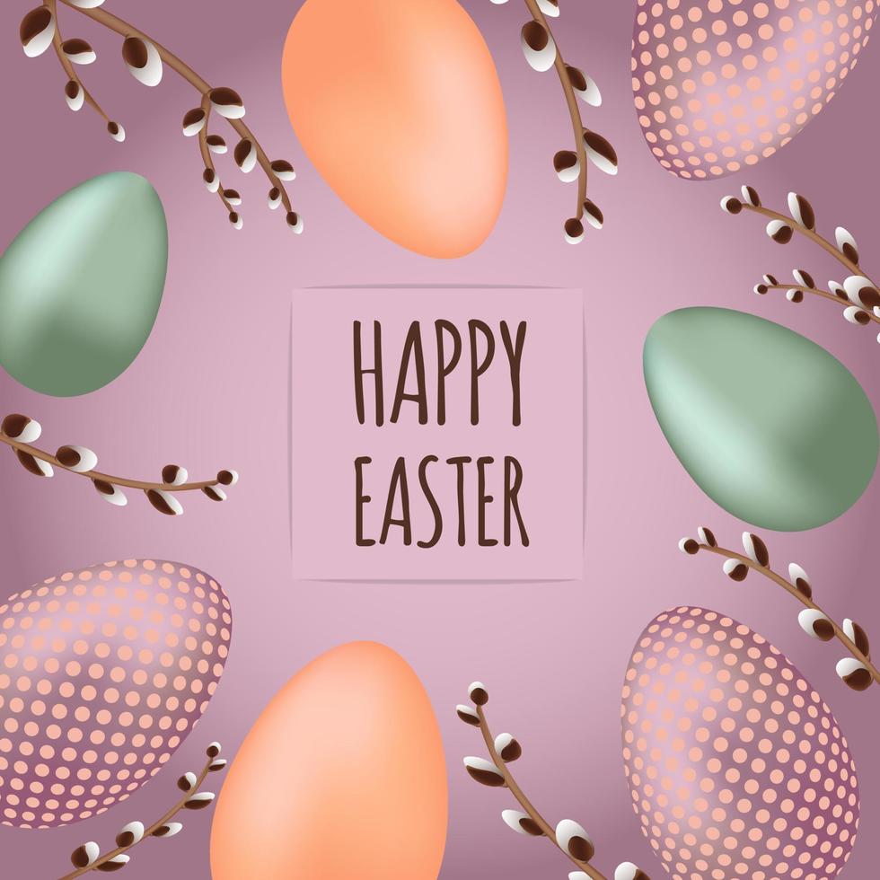 the easter eggs on purple background. Can be add text. vector