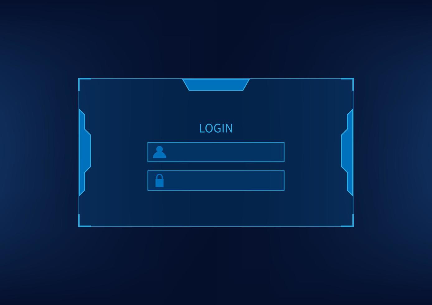 Login form page on blue background. technology futuristic interface vector background