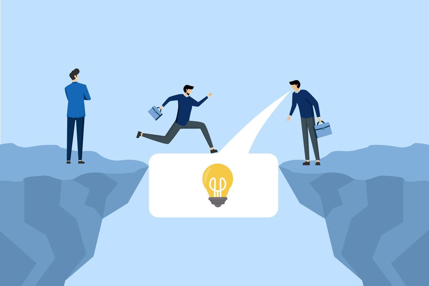 Advice concept, suggestions or solutions to solve business problems, guide to overcome difficulties or answers concept, businessman advisor talking with speech bubble to help people through gaps. vector