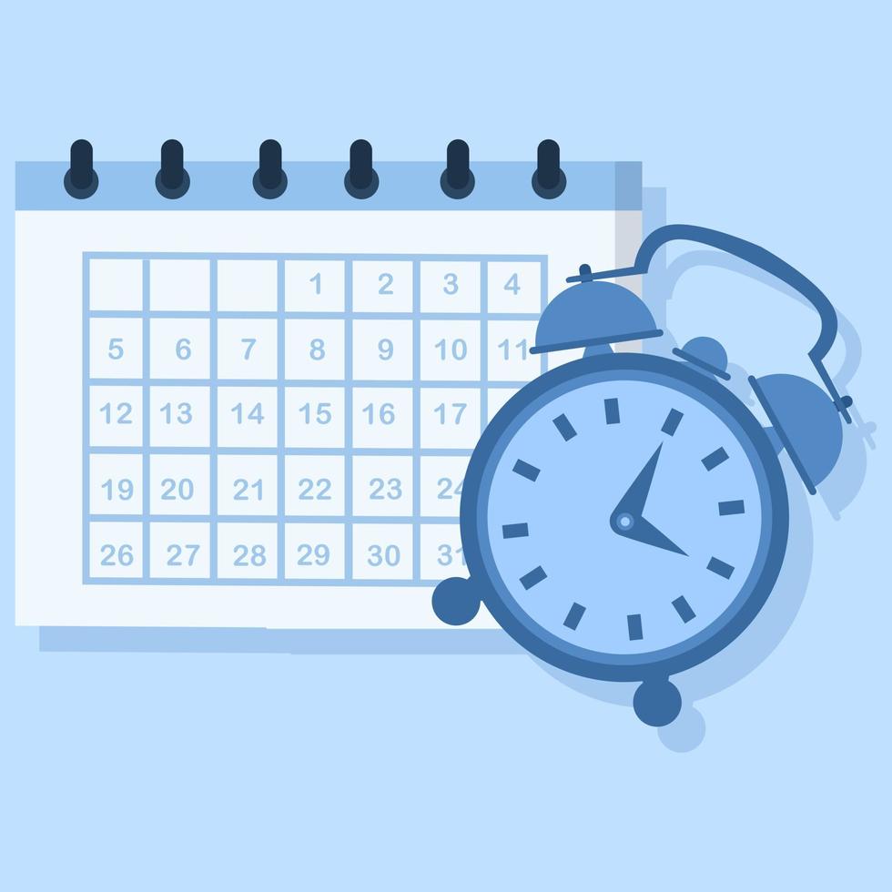 Vector calendar and clock icon. Schedule, appointment, important date concept. deadline time concept, define meeting day and hour, modern flat design illustration