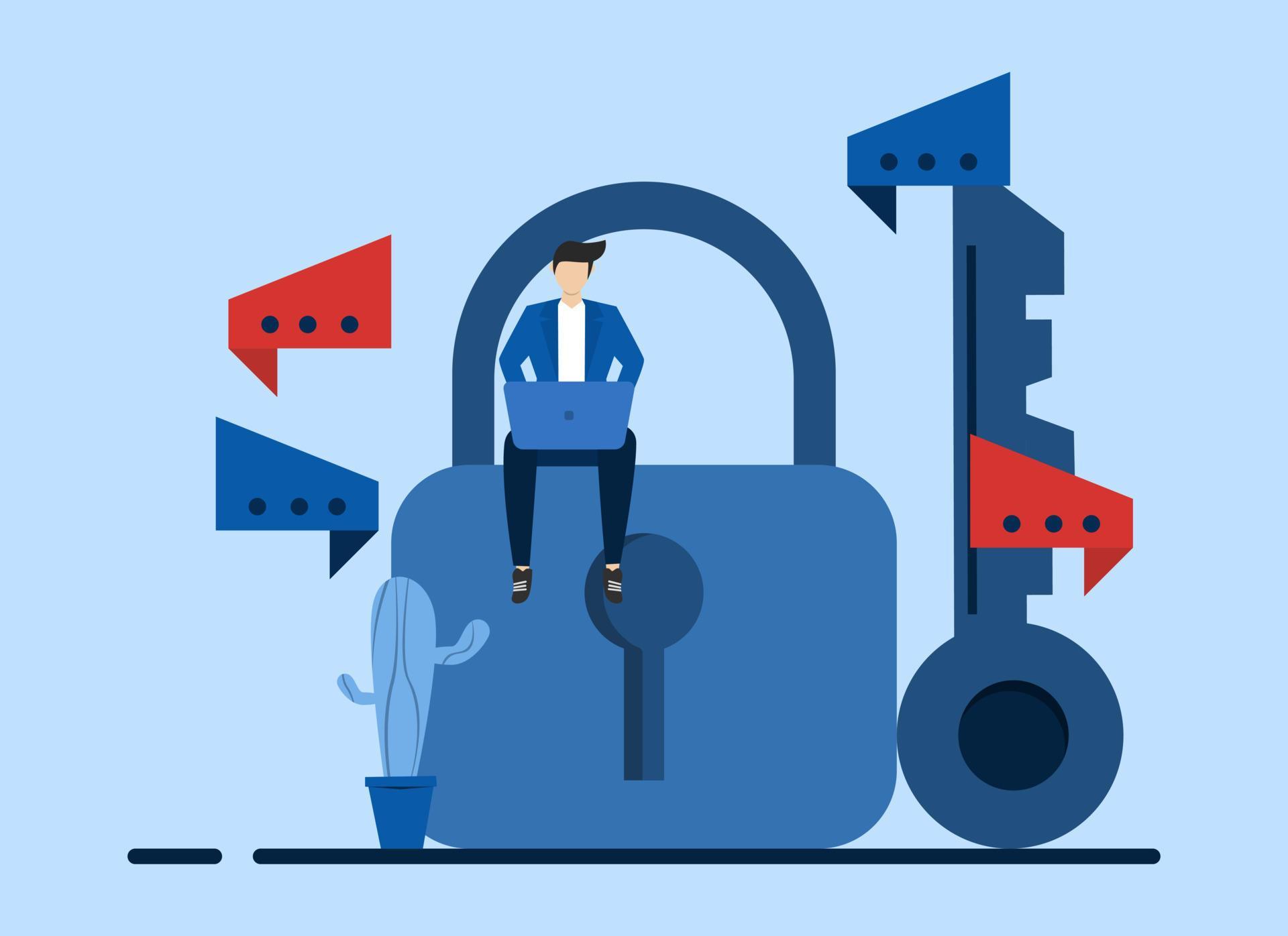 Data security, protected access control, privacy data protection. Cyber