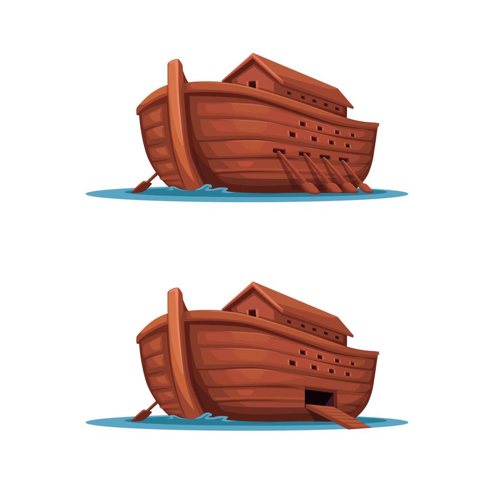 Noah ark ancient ship religion historical cartoon illustration vector