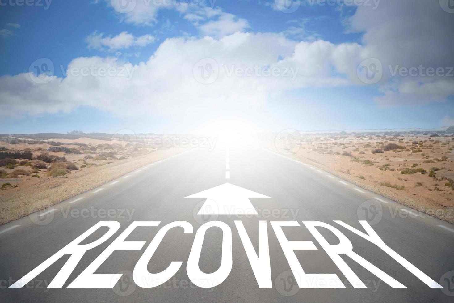 Recovery Word on A Road and Sky with Clouds photo