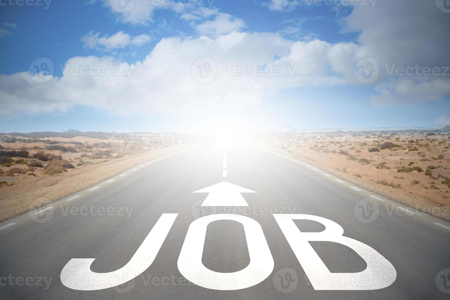 Job Word on A Road and Sky with Clouds photo