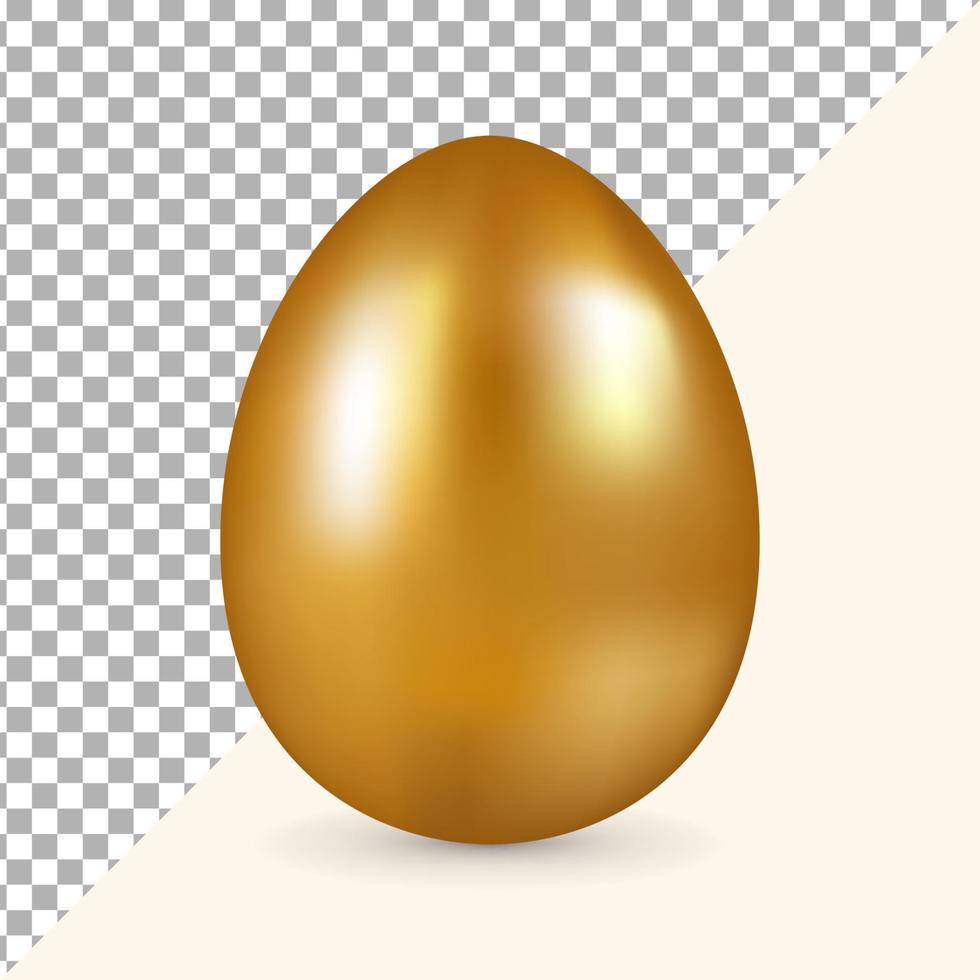 3d metalic luxury gold egg for easter ornament decoration vector design