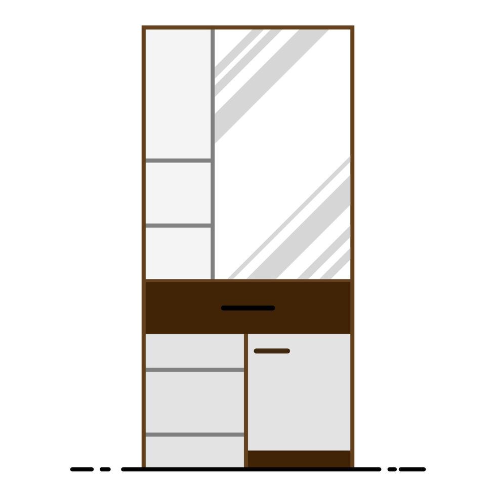 Vanity cabinet on white background in flat vector  illustration design