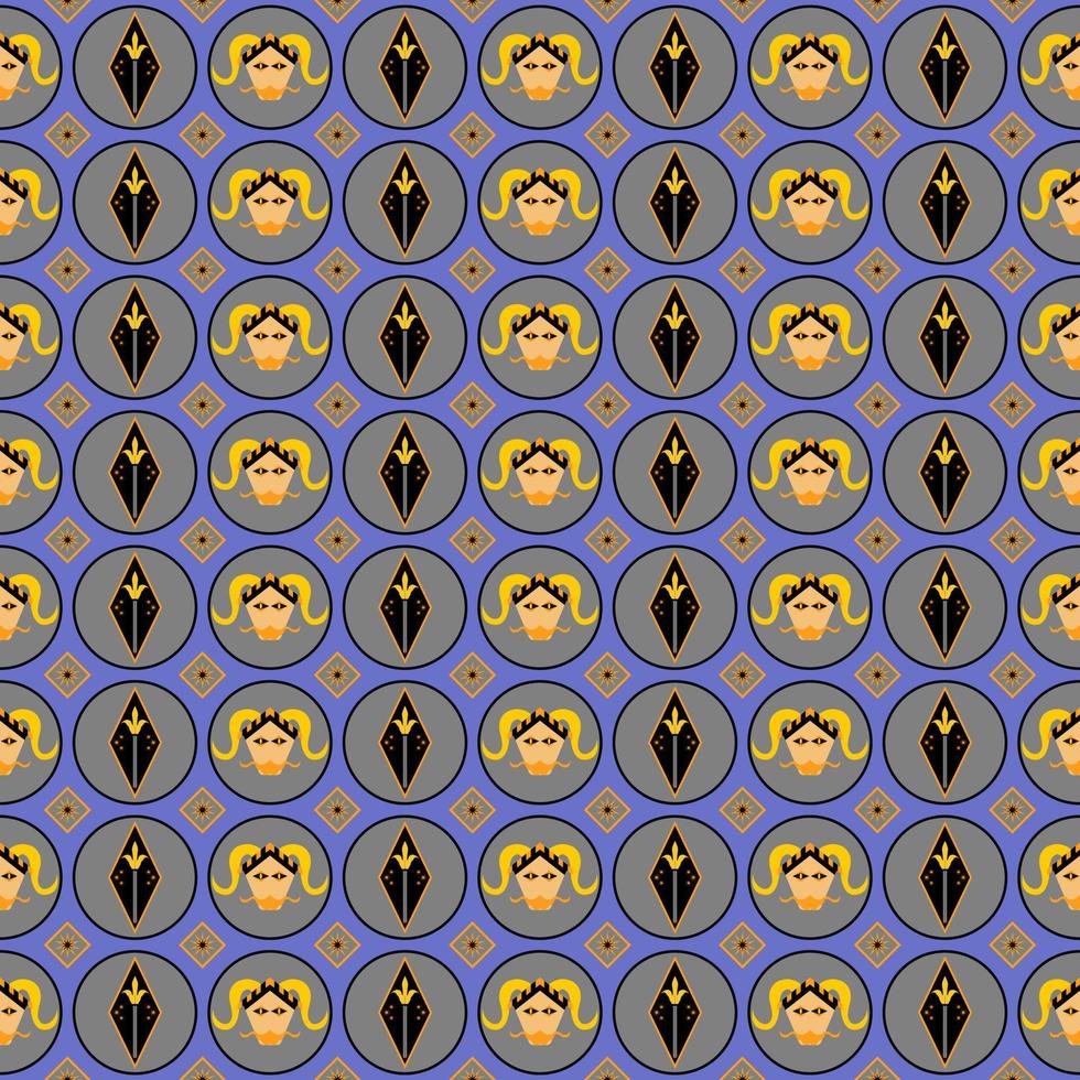 bull head with trident in seamless pattern in vector illustration design