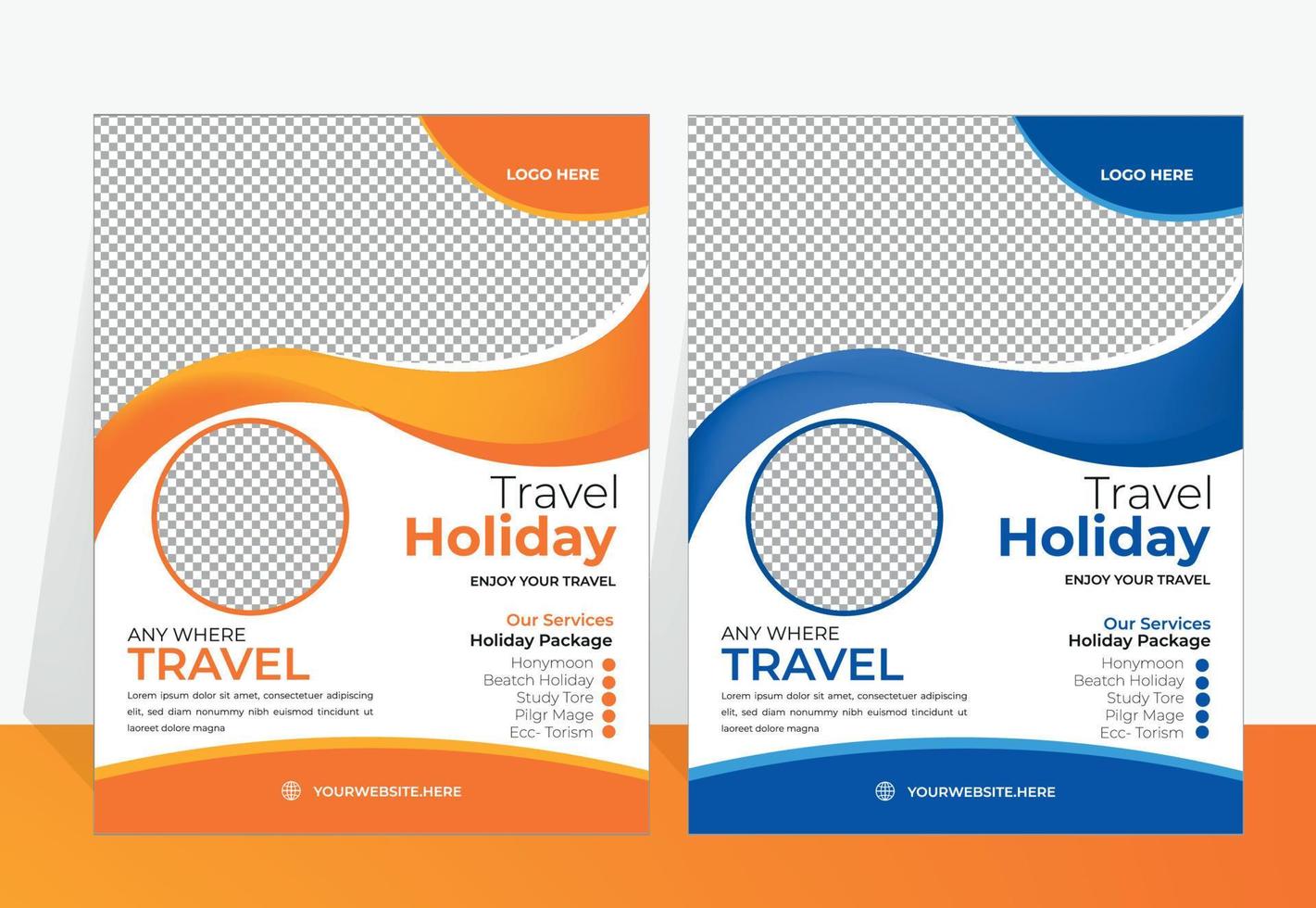 Travel poster or flyer template brochure design. Travel flyer template for travel agency vector