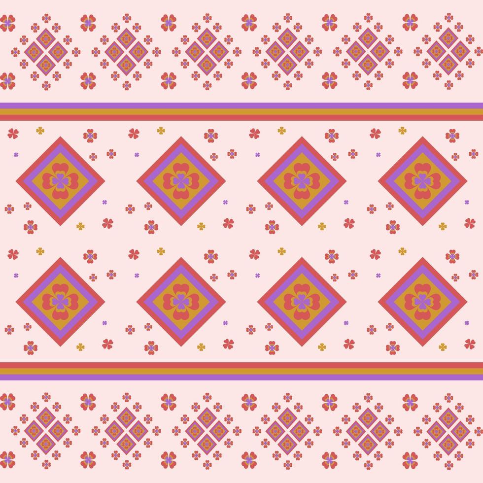 Pink and violet flower in geometric seamless pattern in vector illustration design for tile, scarf, carpet, wrapping paper, fabric and more
