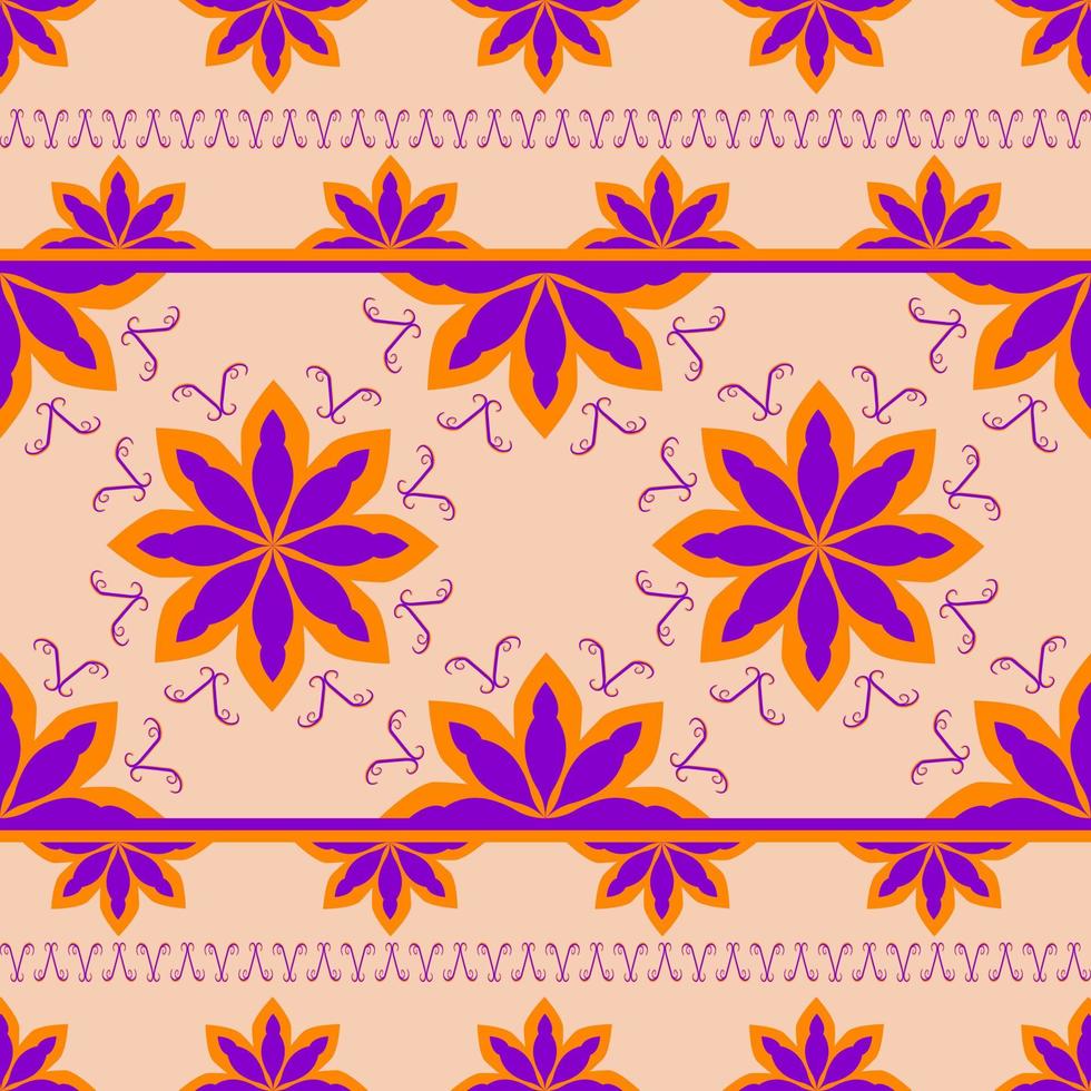 Violet and orange flower seamless pattern in vector illustration design for scarf, carpet, tile, wrapping paper and more