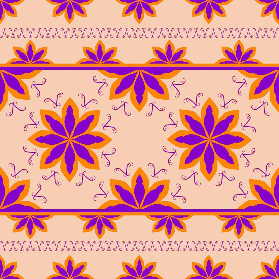 Violet and orange flower seamless pattern in vector illustration design for scarf, carpet, tile, wrapping paper and more