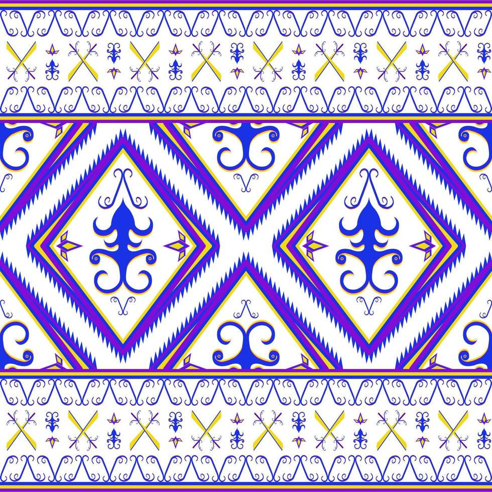 Folk emblem ethnic geometric seamless pattern in vector illustration design for mat, silk, fabric, carpet, scarf, wrapping paper, tile and more