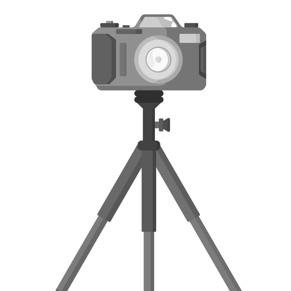 Camera on tripod on white background inf flat design vector