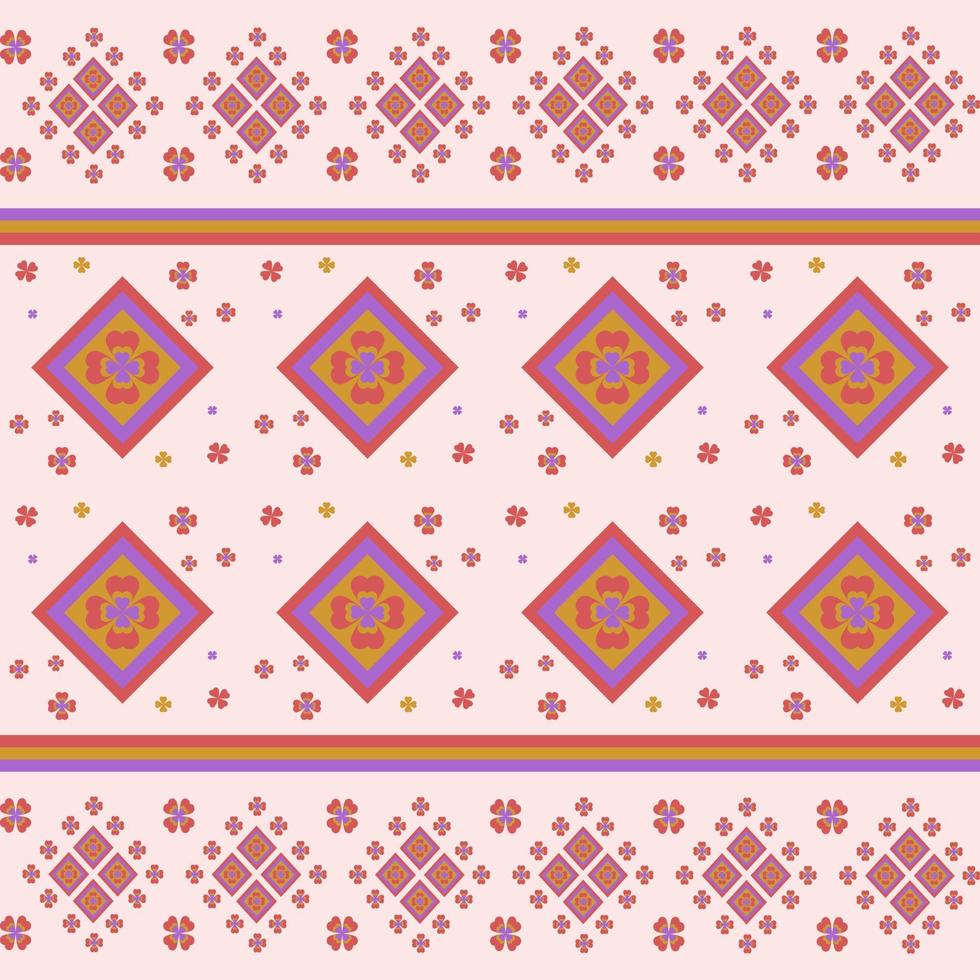 Pink and violet flower in geometric seamless pattern in vector illustration design for tile, scarf, carpet, wrapping paper, fabric and more