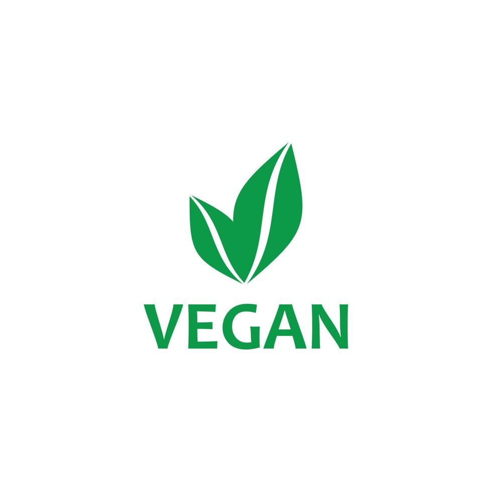 vegano diseño logo con dos hojas vector