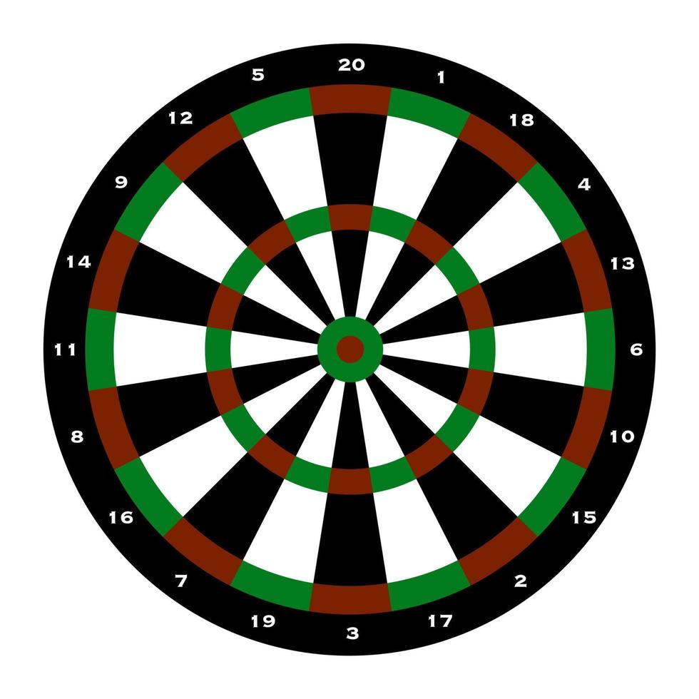 Dartboard, Dart target in red, green, black and white in vector illustration design