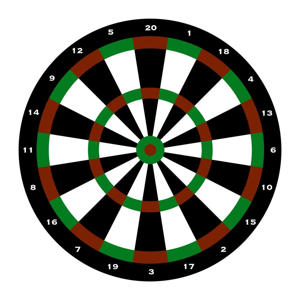 Dartboard, Dart target in red, green, black and white in vector illustration design