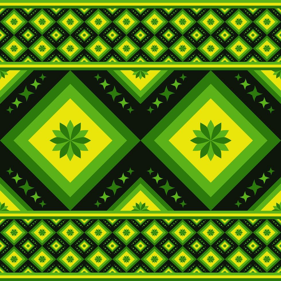 Green leaf in geometric seamless pattern in vector illustration design for scarf, silk, fabric, carpet and more