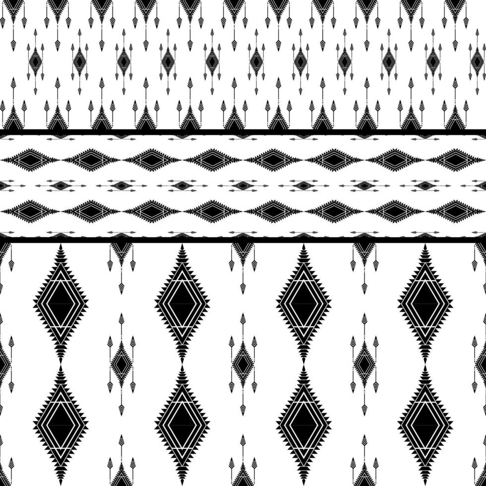 negro y blanco étnico sin costura patrón, geométrico tradicional vector ilustración diseño para tela, fondo, alfombra, fondo de pantalla