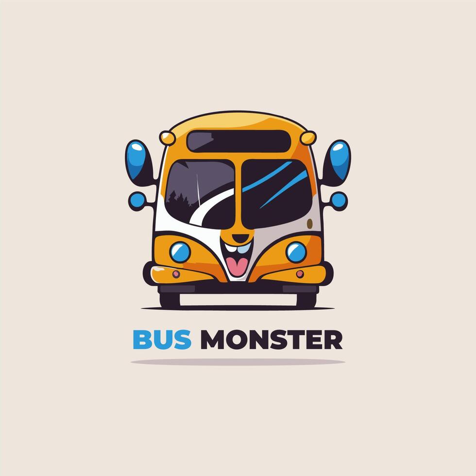 autobús excursión linda mascota logo modelo vector