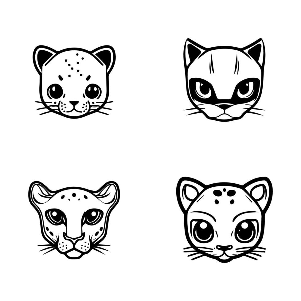 Adorable kawaii panther collection set, Hand drawn with cute expressions and playful poses. Perfect for any animal lover or panther enthusiast vector
