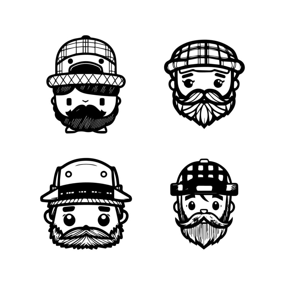 Get ready to chop down some cuteness with our kawaii lumberjack head collection. Each one Hand drawn with love, these illustrations are sure to add some woodsy charm to your project vector