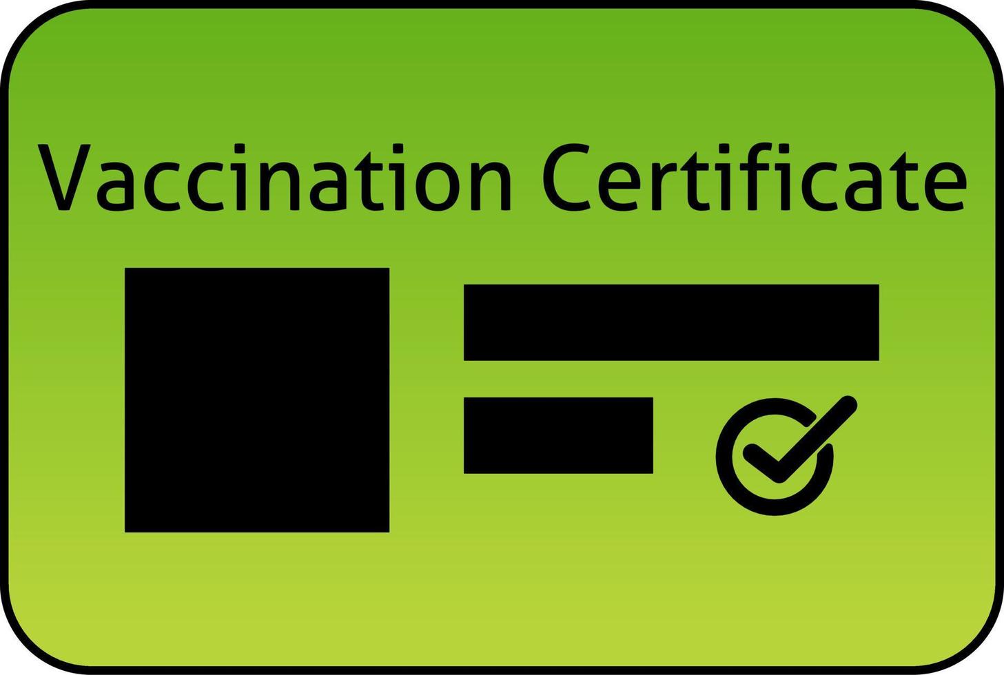 Vaccination certificate. Card of vaccine certificate for permission and admission. Vector illustration of vaccine card for medical graphic resource about virus and pandemic. COVID-19 social issue