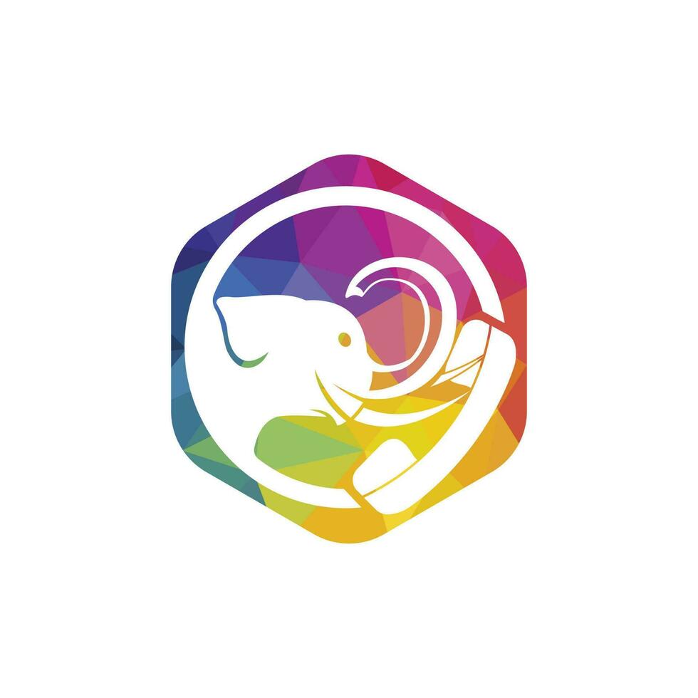 Elephant call vector logo design template.