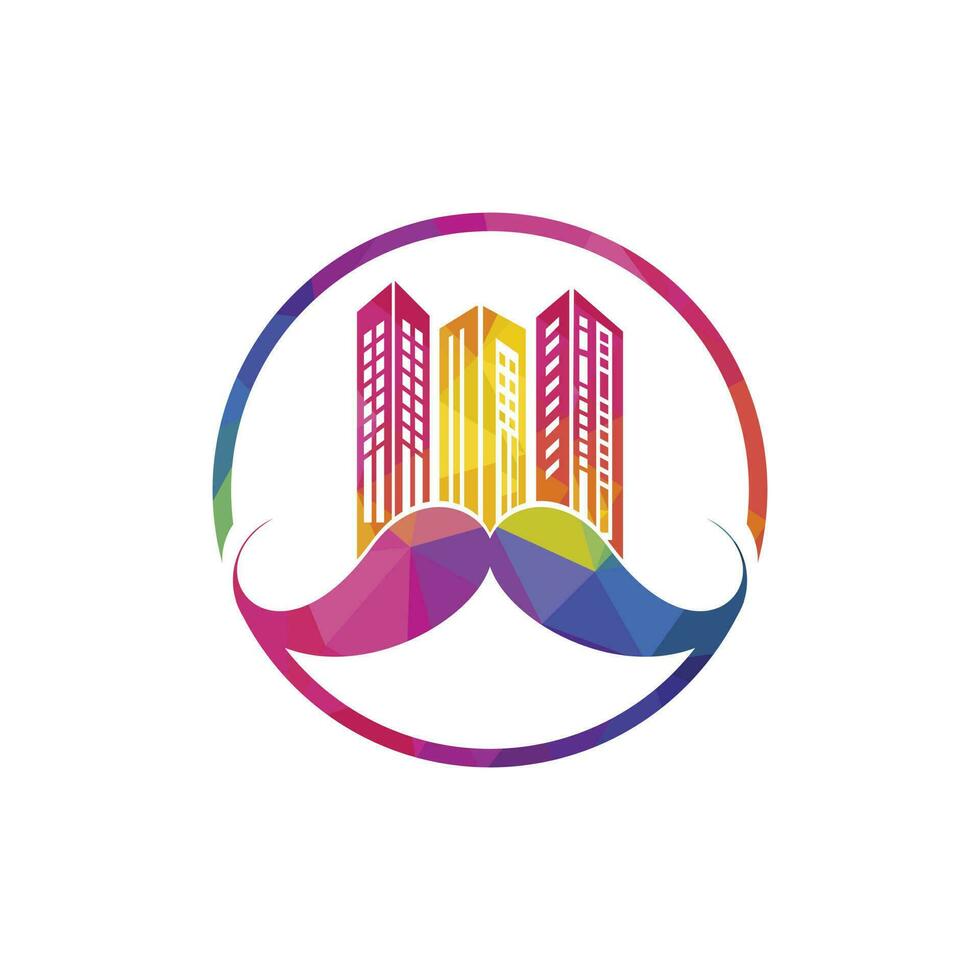 Mustache buildings vector logo design. Strong skyscraper logo design concept.