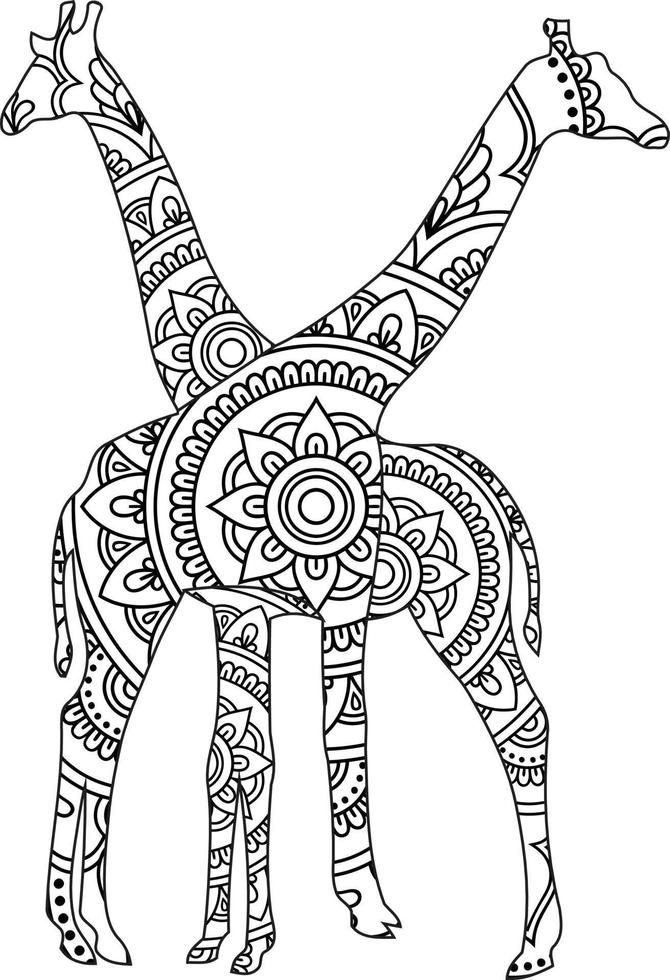 Giraffe Mandala Coloring Page vector