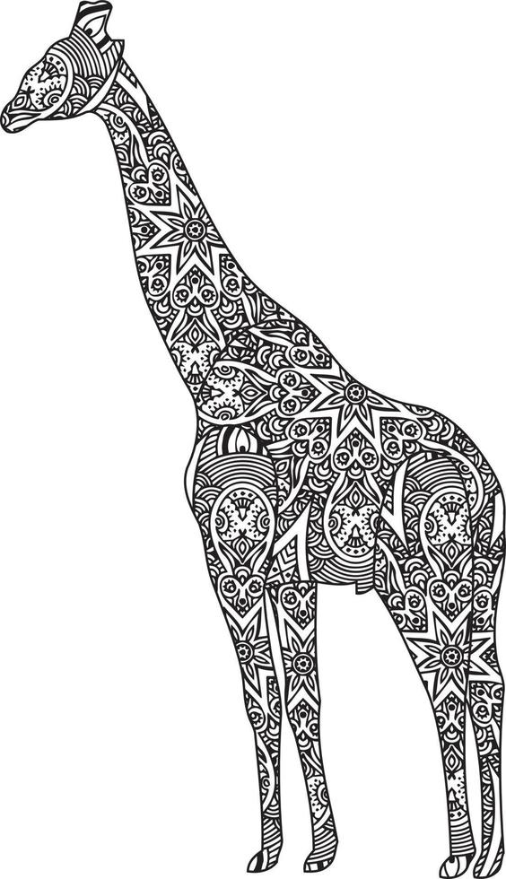 Giraffe Mandala Coloring Page vector