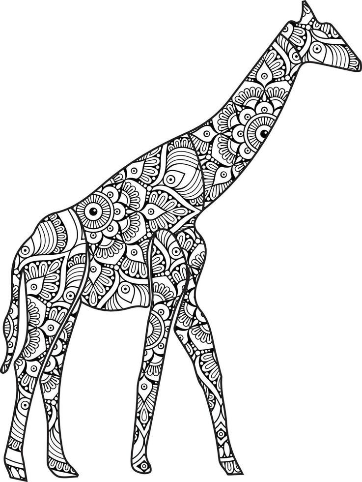 Giraffe Mandala Coloring Page vector