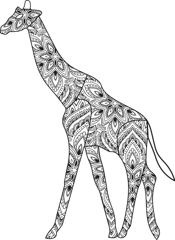 Giraffe Mandala Coloring Page vector