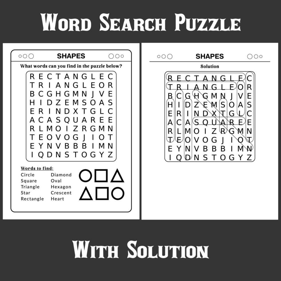 Word Search Puzzle with solution for kids vector