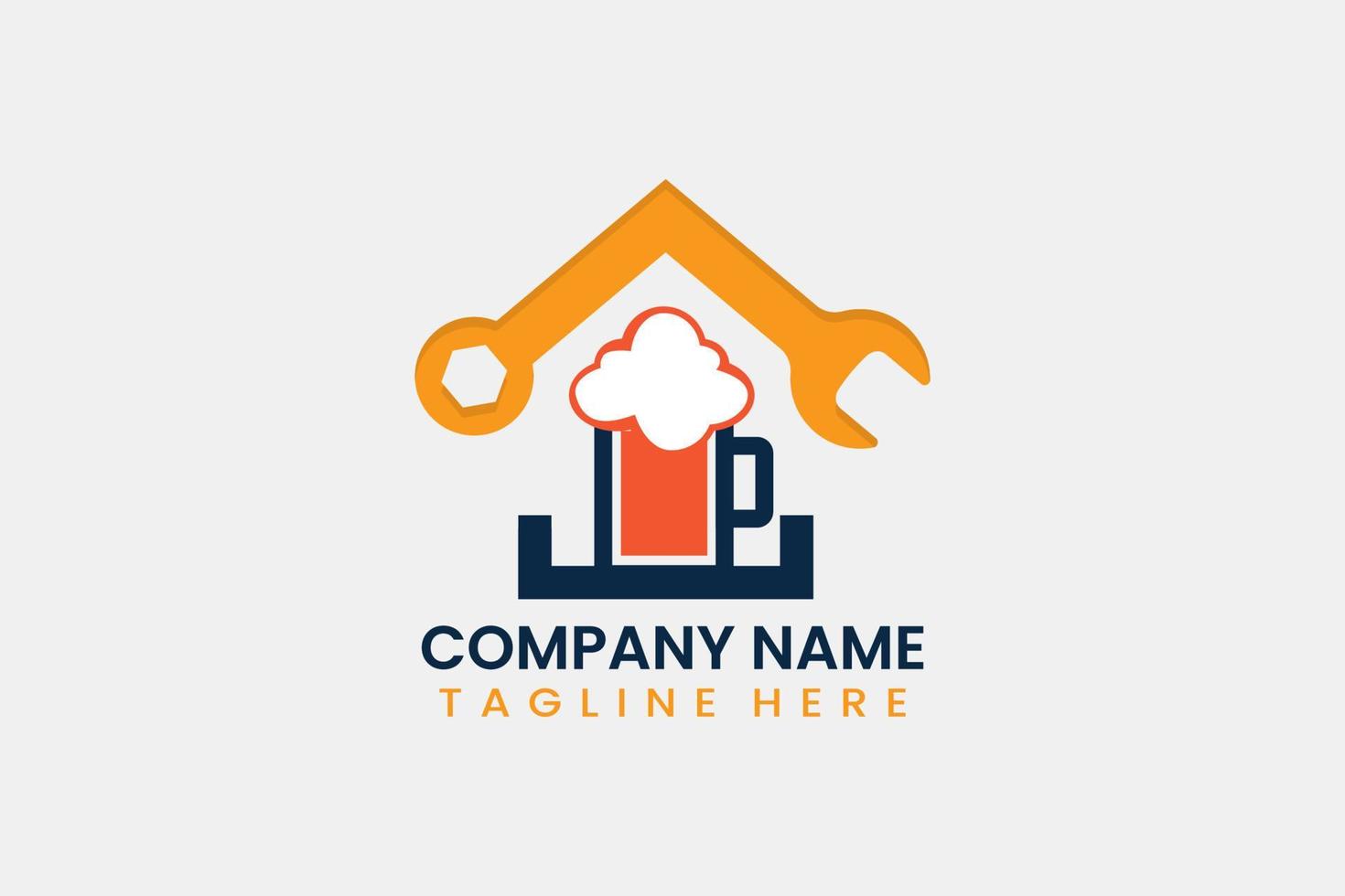 Flat repair home beer logo template vector design illustration