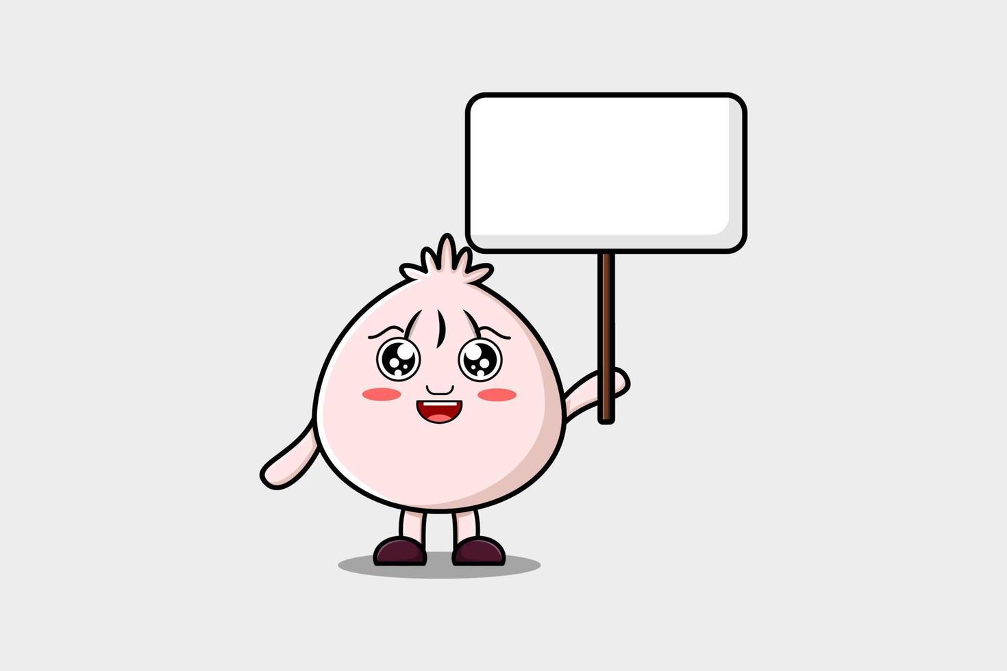 Cute cartoon Dim sum character holding blank board vector