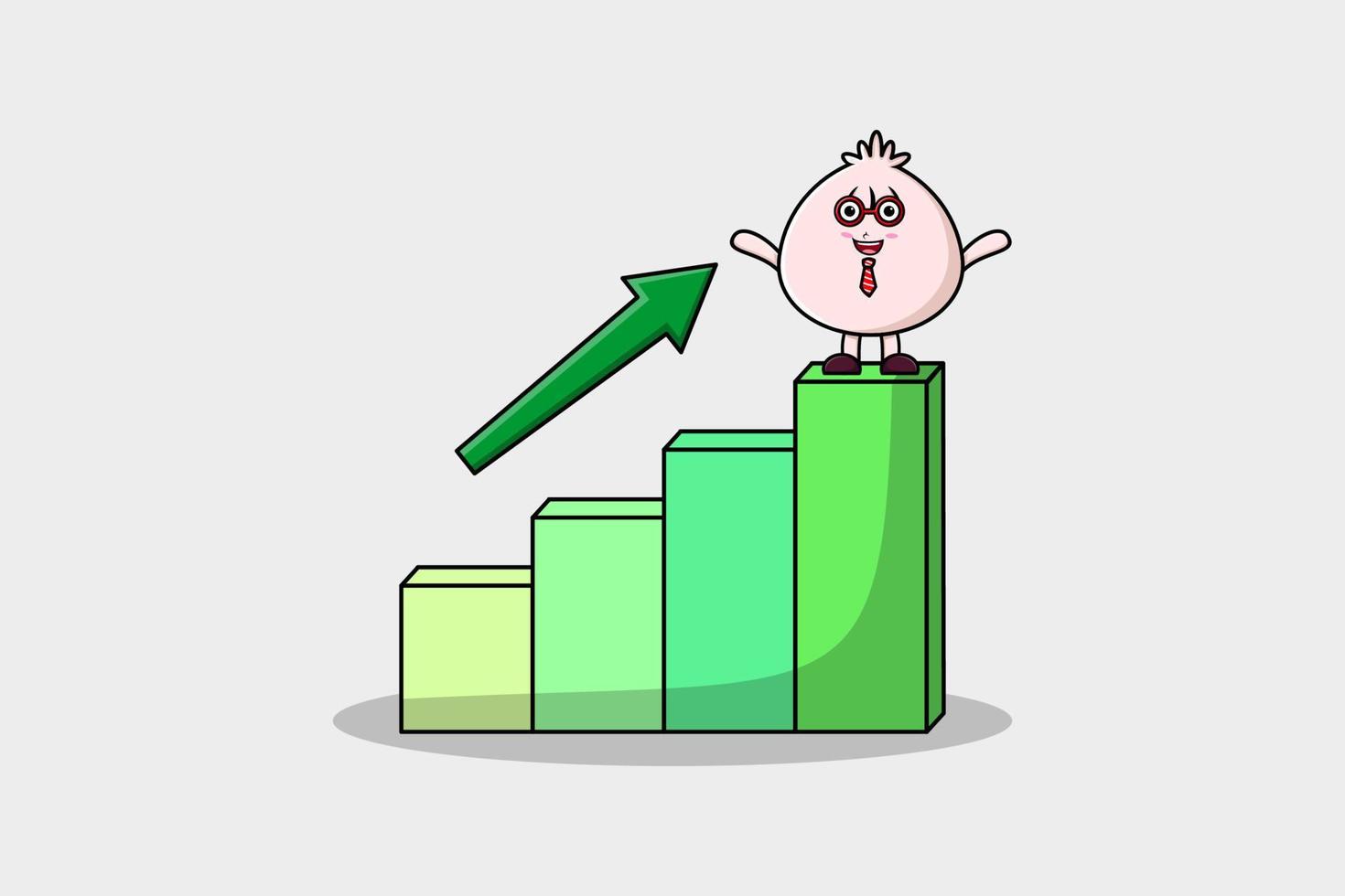 Dim sum cute businessman with a deflation chart vector