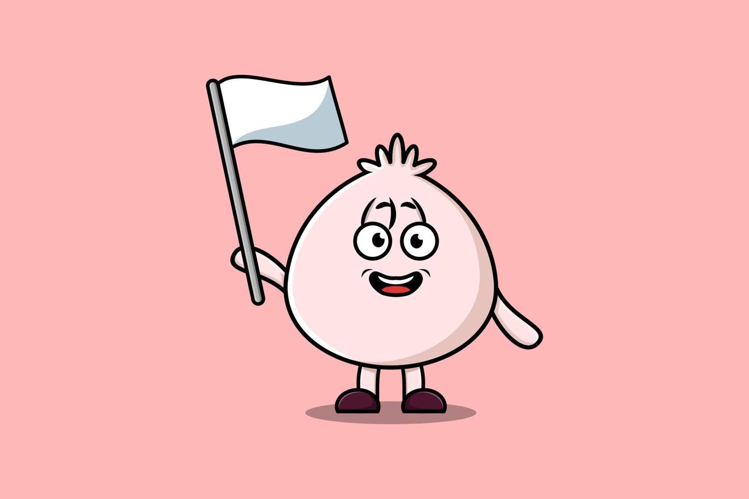 Cute cartoon Dim sum character with white flag vector
