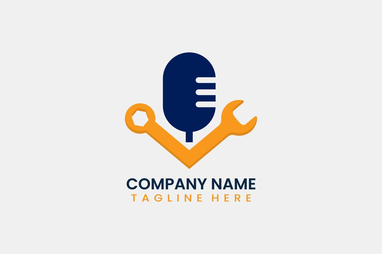 Flat repair podcast logo template vector design illustration
