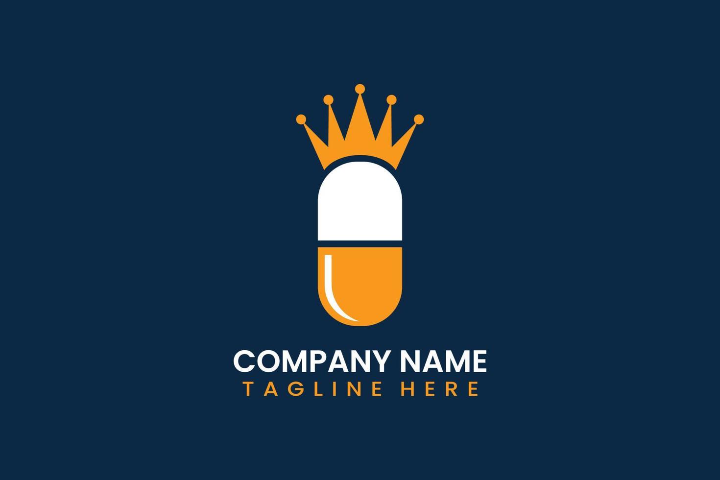 Flat king pill medicine logo template vector design illustration