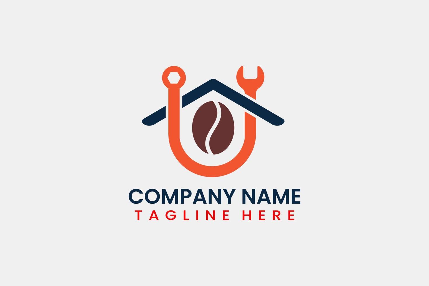 Flat repair home coffee logo template vector design illustration