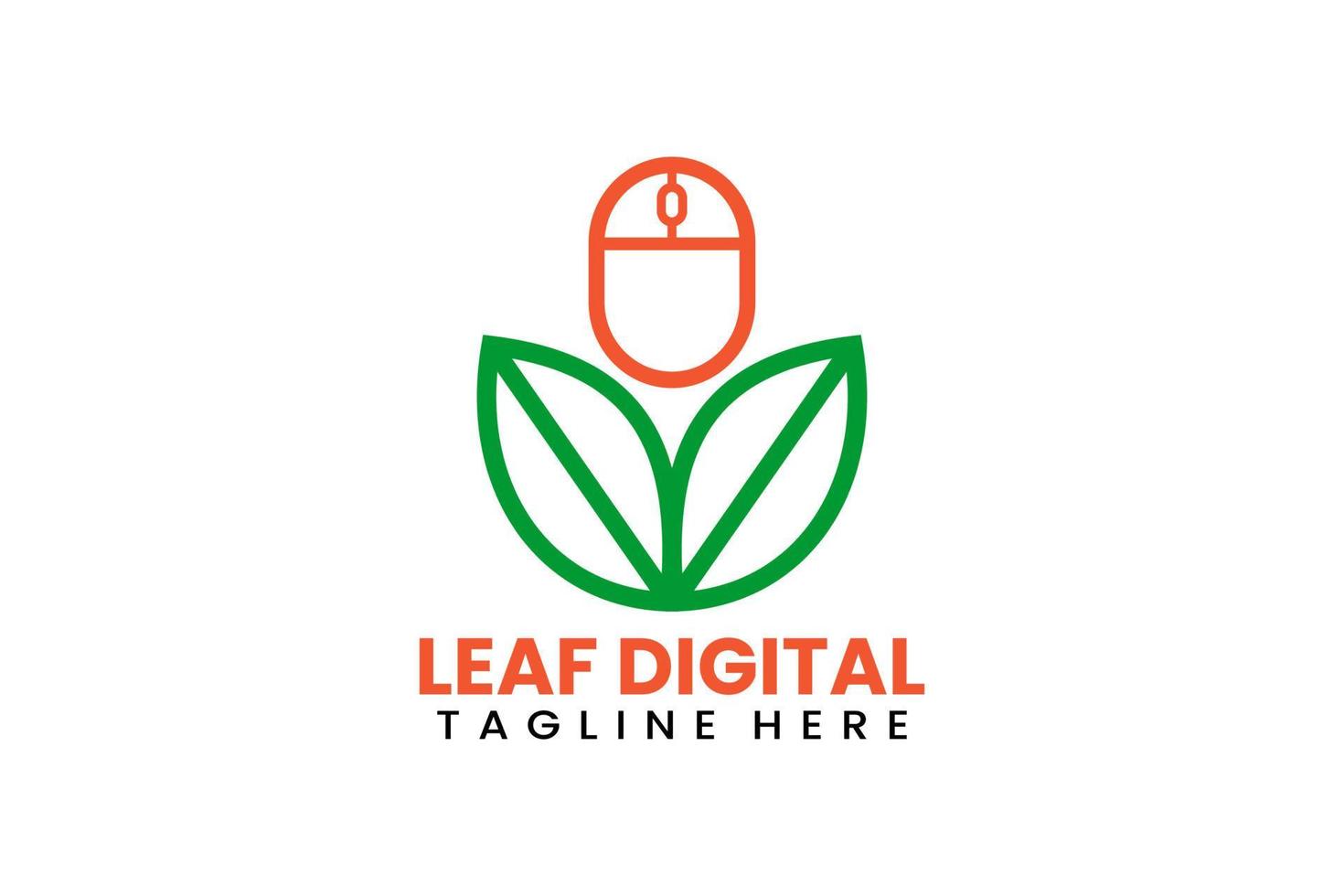 Flat computer mouse nature logo template vector
