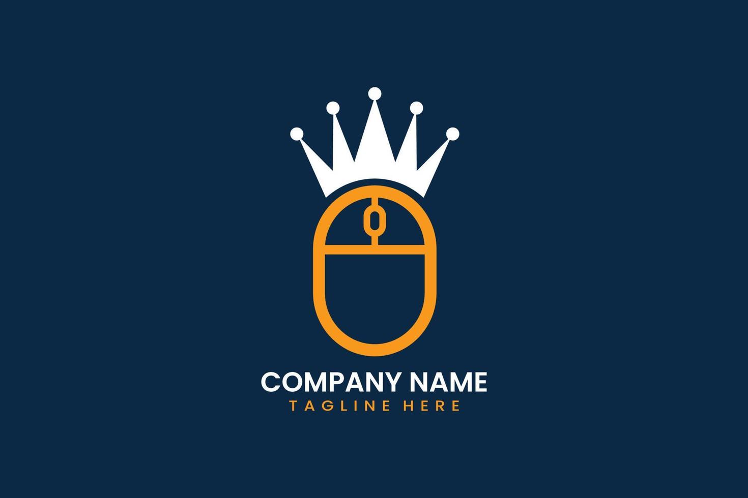 Flat king computer mouse logo template vector design illustration
