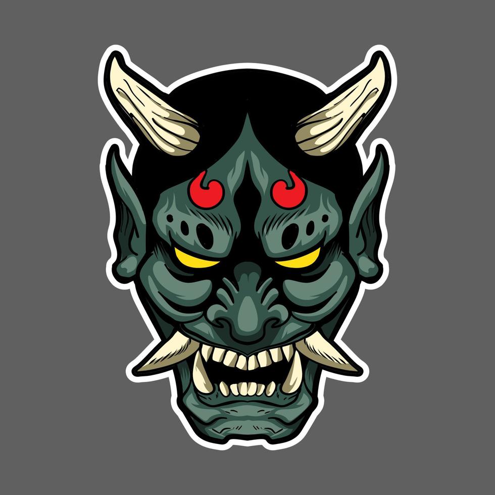 Illustration of hannya head with japanese style drawing vector
