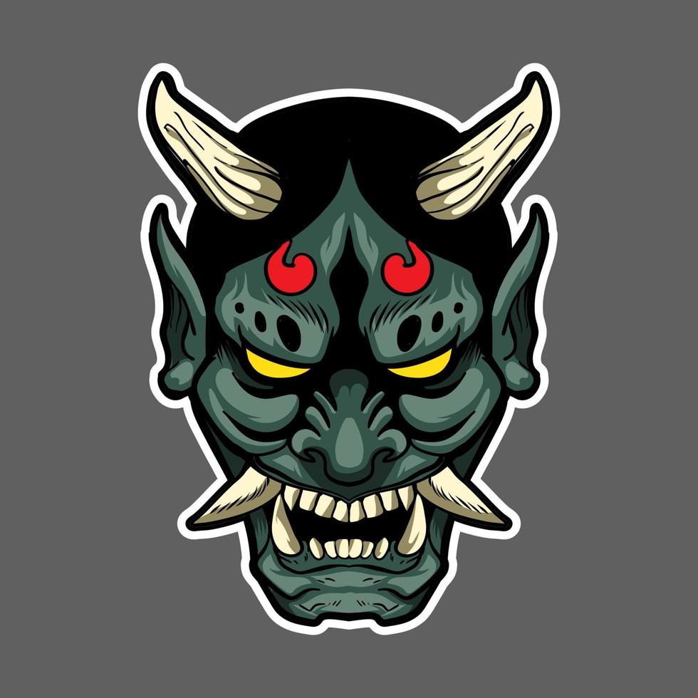 ilustración de hannya cabeza con japonés estilo dibujo vector