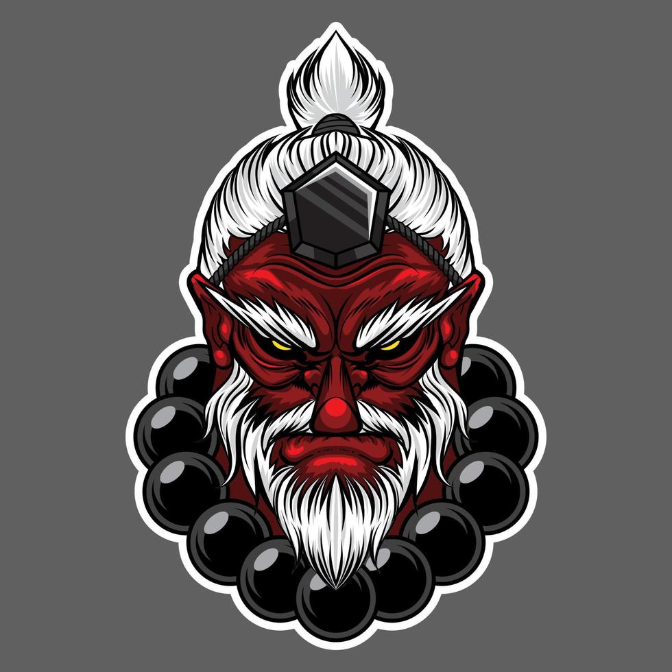 ilustración de tengu cabeza con japonés estilo dibujo vector